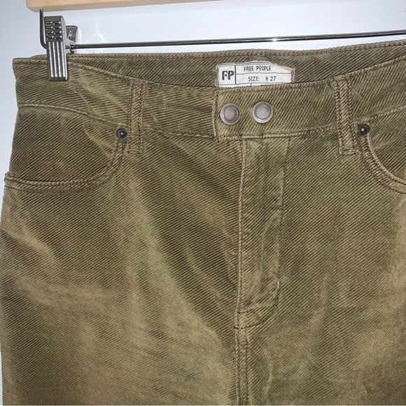 Free People‎ Corduroy Pants Women's Size 27 Olive Green Brown High  Rise Stretch - Picture 10 of 10